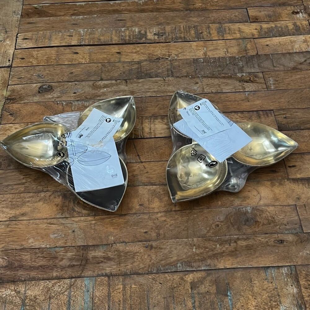 IKEA Aromatisk Serving stand Set of 2 W8×L9×H8" 3 Sections Gold color NWT